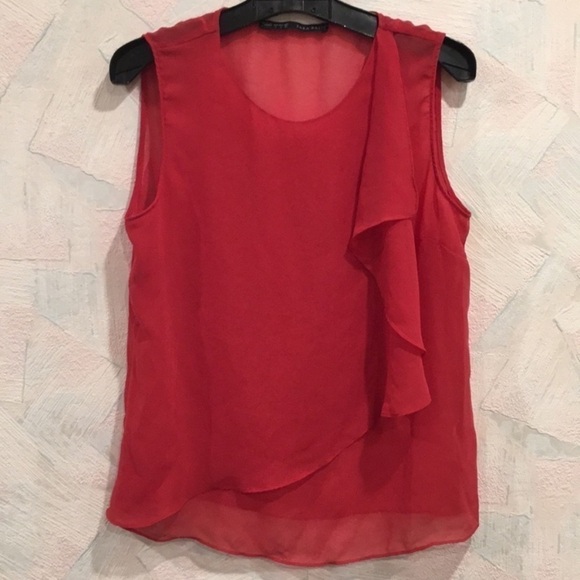 2/$20 Zara Sleeveless Semi-Sheer Red Blouse - Picture 1 of 4
